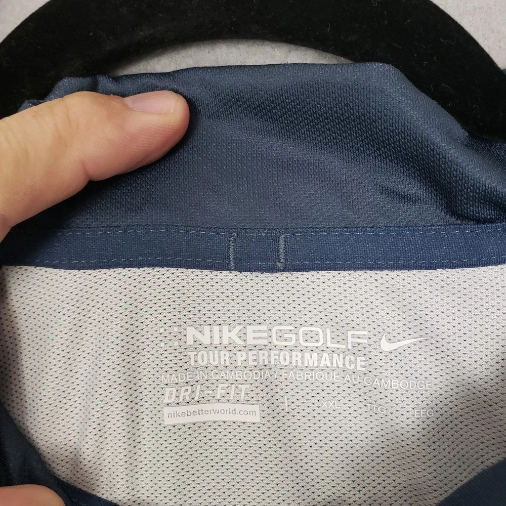 Nike Golf Tour Performance Polo Shirt Blue Retro Checkered Diamond Mens Size XXL